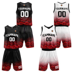 Benutzerdefinierte Rose Rot Reversible Basketball Jersey Personalisierte Name Nummernlogo drucken