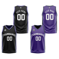 Benutzerdefinierte Schwarz Lila Weiß Reversible Basketball Jersey Personalisierte Print Name Nummer Logo