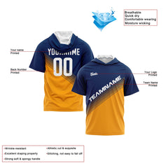 Benutzerdefinierte Marine Orange Kurzarm-Kapuzenpullover für Männer Frauen Hemden mit Kapuzen gedruckt Name Logo