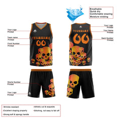Benutzerdefinierter Orange Basketball Jersey Uniform Anzug gedruckt Ihr Logo Name Nummer