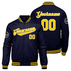 Benutzerdefinierte Verlauf Varsity-Jacke. Letterman-Jacke Marine Gelb