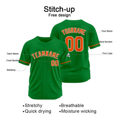 Benutzerdefinierte Authentisch Baseball-Trikot Kelly Grün-Orange