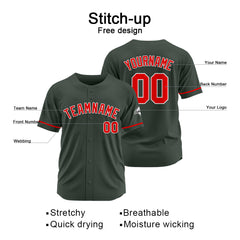 Benutzerdefinierte Authentisch Baseball-Trikot Dunkel Grau-Rot