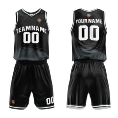 Benutzerdefinierter Schwarz Grau Basketball Jersey Uniform Anzug gedruckt Ihr Logo Name Nummer
