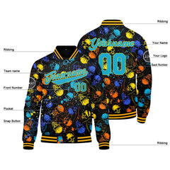Benutzerdefinierte Blau Gelb Varsity-Jacke. Letterman-Jacke für Männer, Frauen und Jugendliche