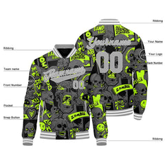 Benutzerdefinierte Grau Varsity-Jacke. Letterman-Jacke für Männer, Frauen und Jugendliche