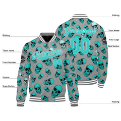 Benutzerdefinierte Cyan Varsity-Jacke. Letterman-Jacke für Männer, Frauen und Jugendliche