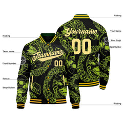 Benutzerdefinierte Gelb Grün Varsity-Jacke. Letterman-Jacke für Männer, Frauen und Jugendliche