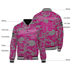 Benutzerdefinierte Rosa Grau Varsity-Jacke. Letterman-Jacke für Männer, Frauen und Jugendliche