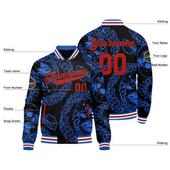 Benutzerdefinierte Blau Varsity-Jacke. Letterman-Jacke für Männer, Frauen und Jugendliche