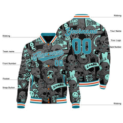 Benutzerdefinierte Cyan Varsity-Jacke. Letterman-Jacke für Männer, Frauen und Jugendliche