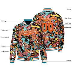 Benutzerdefinierte Orange Varsity-Jacke. Letterman-Jacke für Männer, Frauen und Jugendliche