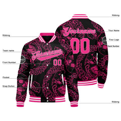 Benutzerdefinierte Rosa Varsity-Jacke. Letterman-Jacke für Männer, Frauen und Jugendliche