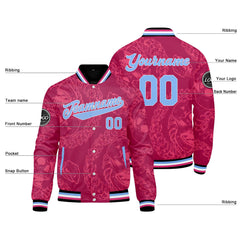 Benutzerdefinierte Rose Rot Varsity-Jacke. Letterman-Jacke für Männer, Frauen und Jugendliche