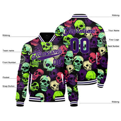 Benutzerdefinierte Grün Lila Varsity-Jacke. Letterman-Jacke für Männer, Frauen und Jugendliche