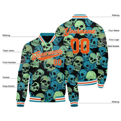 Benutzerdefinierte Orange Grün Varsity-Jacke. Letterman-Jacke für Männer, Frauen und Jugendliche