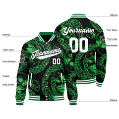 Benutzerdefinierte Grün Varsity-Jacke. Letterman-Jacke für Männer, Frauen und Jugendliche
