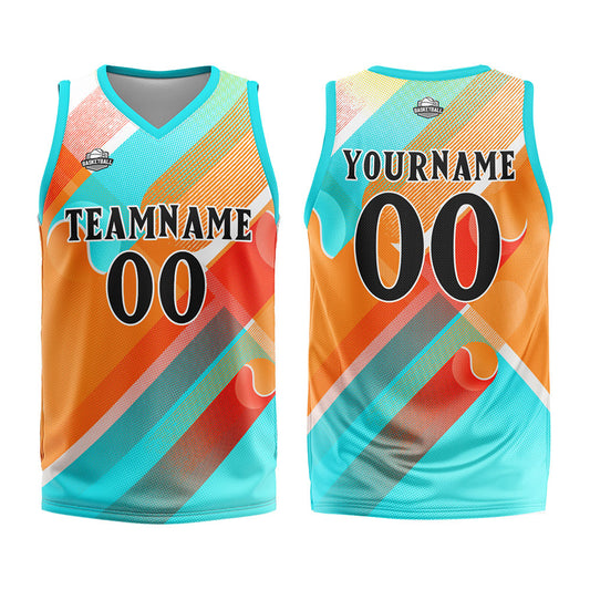 Angefertigte Aqua Orange Basketball-Trikots für Männer und Frauen, Uniformen, geeignet für Kinder und Erwachsene, personalisierte Trikots