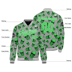 Benutzerdefinierte Green Varsity-Jacke. Letterman-Jacke für Männer, Frauen und Jugendliche
