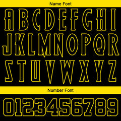 Benutzerdefinierte Baseball Jersey Personalisierte Baseball Shirt genäht und Druck Hai-Schwarz&Gelb