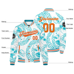 Benutzerdefinierte Blau Orange Varsity-Jacke. Letterman-Jacke für Männer, Frauen und Jugendliche