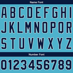 Benutzerdefinierte Authentisch Baseball-Trikot Hellblau-Marine