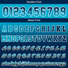 Benutzerdefinierte Verlauf Varsity-Jacke. Letterman-Jacke Aqua Dunkelblau