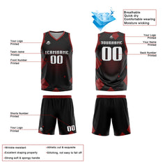 Benutzerdefinierter Schwarz Basketball Jersey Uniform Anzug gedruckt Ihr Logo Name Nummer