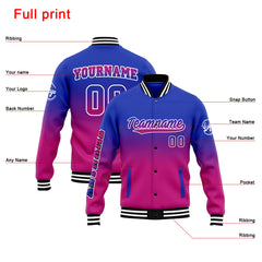 Benutzerdefinierte Verlauf Varsity-Jacke. Letterman-Jacke Royal Rose