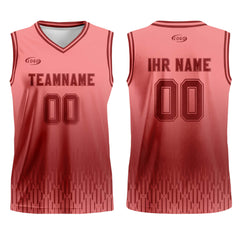 Benutzerdefinierter Rosa Rot Farbverlauf Basketball Jersey Uniform Anzug gedruckt Ihr Logo Name Nummer