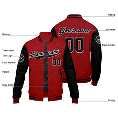Benutzerdefinierte Verlauf Varsity-Jacke. Letterman-Jacke Rot Schwarz