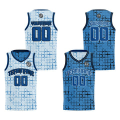 Benutzerdefinierte Hellblau Reversible Basketball Jersey Personalisierte Print Name Nummer Logo