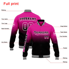 Benutzerdefinierte Verlauf Varsity-Jacke. Letterman-Jacke Rose Schwarz