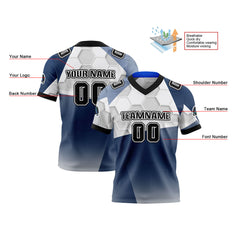 Benutzerdefinierte Schwarz Blau Reversibel Fußball Trikot Personalisierte Gradient Fußball Shirts für Männer gedruckt Team Name Nummer Logo