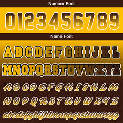 Benutzerdefinierte Verlauf Varsity-Jacke. Letterman-Jacke Gelb braun