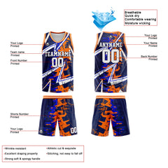 Benutzerdefinierte Reversible Basketball Jersey Personalisierte Print Name Nummer Logo Royal&Orange
