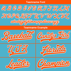 Benutzerdefinierte Authentisch Baseball-Trikot Hellblau-Orange