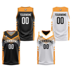 Benutzerdefinierte Schwarz Orange Reversible Basketball Jersey Personalisierte Print Name Nummer Logo