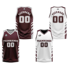 Benutzerdefinierte Karminrot Weiß Grau Reversible Basketball Jersey Personalisierte Print Name Nummer Logo