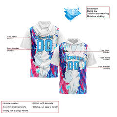 Benutzerdefinierte Weiß Kurzarm-Kapuzenpullover für Männer Frauen Hemden mit Kapuzen gedruckt Name Logo