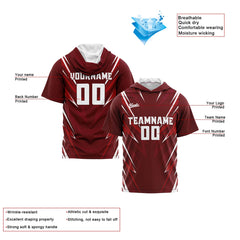 Benutzerdefinierte Drak Rot Kurzarm-Kapuzenpullover für Männer Frauen Hemden mit Kapuzen gedruckt Name Logo