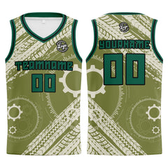 Benutzerdefinierter Khaki Grün Basketball Jersey Uniform Anzug gedruckt Ihr Logo Name Nummer