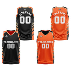Benutzerdefinierte Schwarz Orange Gold Reversible Basketball Jersey Personalisierte Print Name Nummer Logo