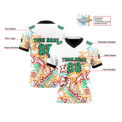 Benutzerdefinierte Weiß Grün Reversibel Fußball Trikot Personalisierte Gradient Fußball Shirts für Männer gedruckt Team Name Nummer Logo