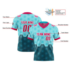 Benutzerdefinierte Rose Rot Blau Reversibel Fußball Trikot Personalisierte Gradient Fußball Shirts für Männer gedruckt Team Name Nummer Logo
