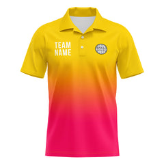 Benutzerdefinierte Gelb Heiß Rosa Fußball Polo-Shirts Fügen Sie Ihr Einzigartiges hinzu Logo/Name/Nummer