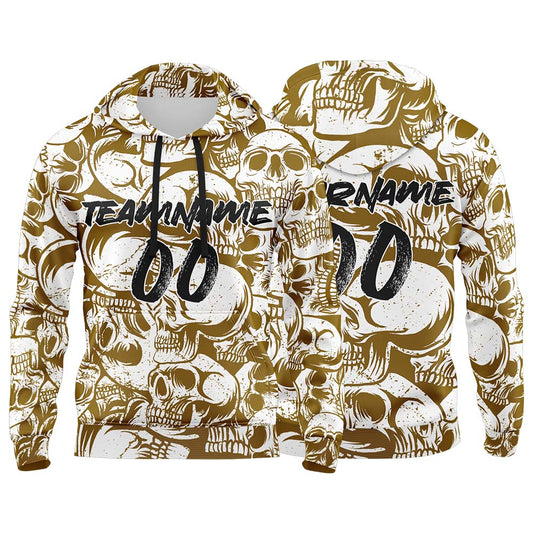 Benutzerdefinierter Sweatshirt-Hoodie für Mann, Frau, Mädchen, Junge. Drucken Sie Ihr Logo, Ihren Namen und Ihre Nummer Braun&Weiß