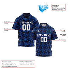 Benutzerdefinierte Marine Kurzarm-Kapuzenpullover für Männer Frauen Hemden mit Kapuzen gedruckt Name Logo