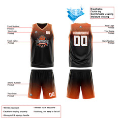 Benutzerdefinierte Schwarze Orange Creme Reversible Basketball Jersey Personalisierte Print Name Nummer Logo