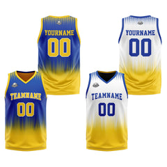 Benutzerdefinierte Royal Gelb Reversible Basketball Jersey Personalisierte Print Name Nummer Logo